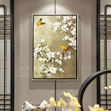新古典手绘油画中式花鸟GB65酒店会所有框画简约客厅餐厅玄关装饰