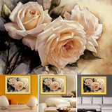 妃子秀印花十字绣新款客厅卧室玫瑰花十字绣大幅画浪漫油画白玫瑰