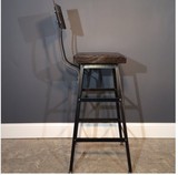 美式loft酒吧椅 工业风高脚椅吧台椅 实木铁艺椅咖啡椅休闲椅方椅