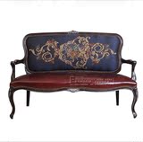 现货法式简约实木新古典双人沙发椅创意设计师家具美式休闲沙发椅