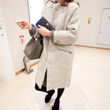 2015冬装新款韩版女装宽松显瘦呢子大衣中长款茧型加厚羊毛呢外套