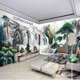 中式电视背景墙壁纸 立体3d墙纸客厅卧室大型壁画无缝山水装饰画