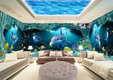 3D海底世界大型壁画 海水吊顶 电视背景墙卧室酒吧酒店主题墙纸
