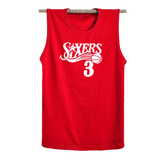 艾弗森3号篮球运动背心上衣夏季男士无袖T恤纯棉圆领宽肩砍袖汗衫