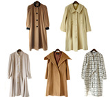 日本制vintage古着复古荷叶边大领宽松厚长款羊毛呢大衣外套孤品