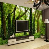 ktv大型3d壁画壁纸绿树风景森林卧室客厅沙发电视背景墙纸