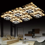 智能LED吸顶灯不锈钢大气水晶客厅灯现代简约长方形卧室调光灯具