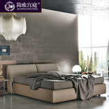 北欧风格家具双人床现代简约主卧1.8m卧室布艺床小户型布床可拆洗