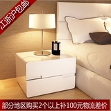 白色亮光烤漆床头柜组装实木收纳柜简约现代床边柜定制定做床边柜