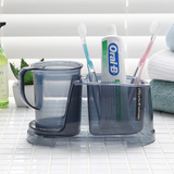 韩国进口洗漱套装塑料儿童创意浴室牙刷架漱口杯套装牙缸架洗漱杯