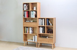 亚利亚日式纯实木书柜书架 白橡木实木书房家具 纯实木书架新款