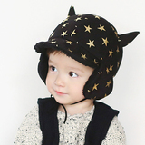 婴儿帽子冬季1-2-3岁宝宝帽子儿童加绒护耳帽牛角造型棒球帽包邮