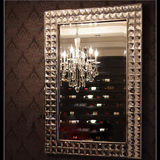 马赛克方形浴室镜 玄关壁挂精品梳妆镜 简约时尚装饰镜定制5102