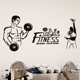 健身房人物英文标语励志墙贴纸装饰运动体育教室墙壁宿舍寝室男人
