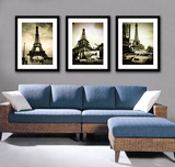 现代客厅装饰画三联有框画沙发背景墙挂画壁画风景巴黎铁塔