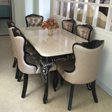 欧式餐桌椅组合6人 大理石饭桌长方形 新古典桌子小户型1.5米餐台