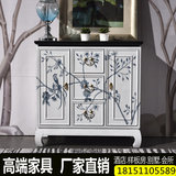 新中式玄关柜 样板房门厅实木装饰柜 彩绘餐边柜 仿古定制隔断柜