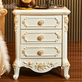 法式奢华高档床头柜简约现代象牙白色描金实木雕花法式浪漫储物柜