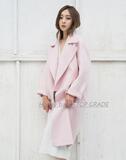 现货韩国代购女装女装长款气质时尚手工羊绒大衣外套双面绒新款