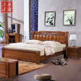 胡桃木床 现代新中式实木床1.8米双人床住宅家具床婚床实木家具床
