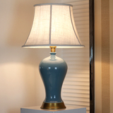 新中式古典创意 浅蓝陶瓷全铜台灯 现代简约客厅卧室床头装饰灯