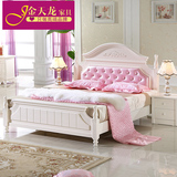 金天龙家具 欧式实木床 白色橡木双人床1.8米韩式田园单人公主床