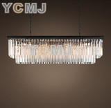 美式复古客厅卧室餐厅长方形水晶灯 北欧创意奢华个性水晶吊灯具