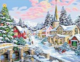 风景大幅特价现代客厅自装饰手绘田园人物diy数字油画 雪景冬天