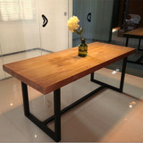 美式铁艺实木餐桌办公桌电脑桌台式家用书桌会议桌写字台简易桌子