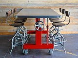 美式工业铁艺实木复古餐桌升降餐桌办公桌loft工作台长方桌会议桌