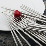 出口韩国 加厚不锈钢筷子 防滑防烫中空方形筷子10双装家庭搭配