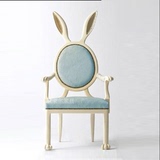 特价定制实木雕花餐椅兔耳朵椅子扶手圆背餐椅小兔椅个性定制时尚