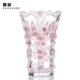玫瑰水晶玻璃花瓶时尚创意欧式花器现代简约家居装饰品工艺品摆件