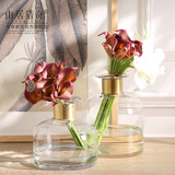 欧式现代简约家居客厅餐桌水培瓶装饰品摆设创意金属玻璃花瓶摆件