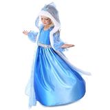 冰雪奇缘公主裙冬季长款女童礼服长袖儿童装爱莎加厚带披风连衣裙