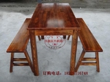 饭店碳化餐桌椅组合长桌长凳实木复古餐厅农家乐茶吧火烧桌椅