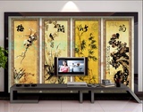 大型壁画电视背景墙纸壁纸古典中式梅兰竹菊卧室客厅壁画新款高清