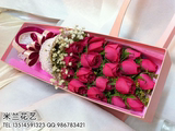 牡丹江鲜花速递19朵桃红玫瑰礼盒情人节圣诞节送花