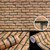 3D 仿古砖纹自粘墙纸个性复古砖块砖头灰砖红砖壁纸现代中式餐厅