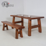 香樟木餐桌椅组合原生态餐厅餐桌中式仿古三人餐桌长方形实木餐桌