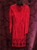 RURU正品代购 Dolce＆Gabbana杜嘉班纳 16春夏长袖红色蕾丝连衣裙