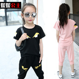 童装2016夏装新款女童短袖套装儿童运动两件套中大童套头T恤韩版