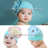 婴儿帽子0-3-6-12个月0~1岁女宝宝花朵公主帽0-1-3岁 纯棉秋冬季