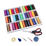 39色缝纫线盒装彩色线团涤纶线手缝衣线缝家用纫机线套装布线针线