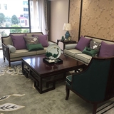 新中式家具现代简约布艺沙发组合样板房别墅客厅奢华高档实木沙发