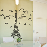 大型墙贴纸贴画卧室客厅电视背景墙面装饰欧式镂空建筑埃菲尔铁塔
