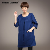 MISS GAMA品牌女装2016秋季新款 欧美范优雅气质七分袖显瘦连衣裙