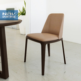 纳威 北欧时尚餐椅 胡桃木实木餐桌椅子 无扶手皮餐椅DC001