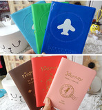 韩国护照保护套 猫咪护照夹飞机护照包 透明旅行护照套地图护照皮