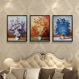 迷朗diy数字油画花卉植物三联三拼客厅卧室大幅手绘装饰画 蝴蝶兰